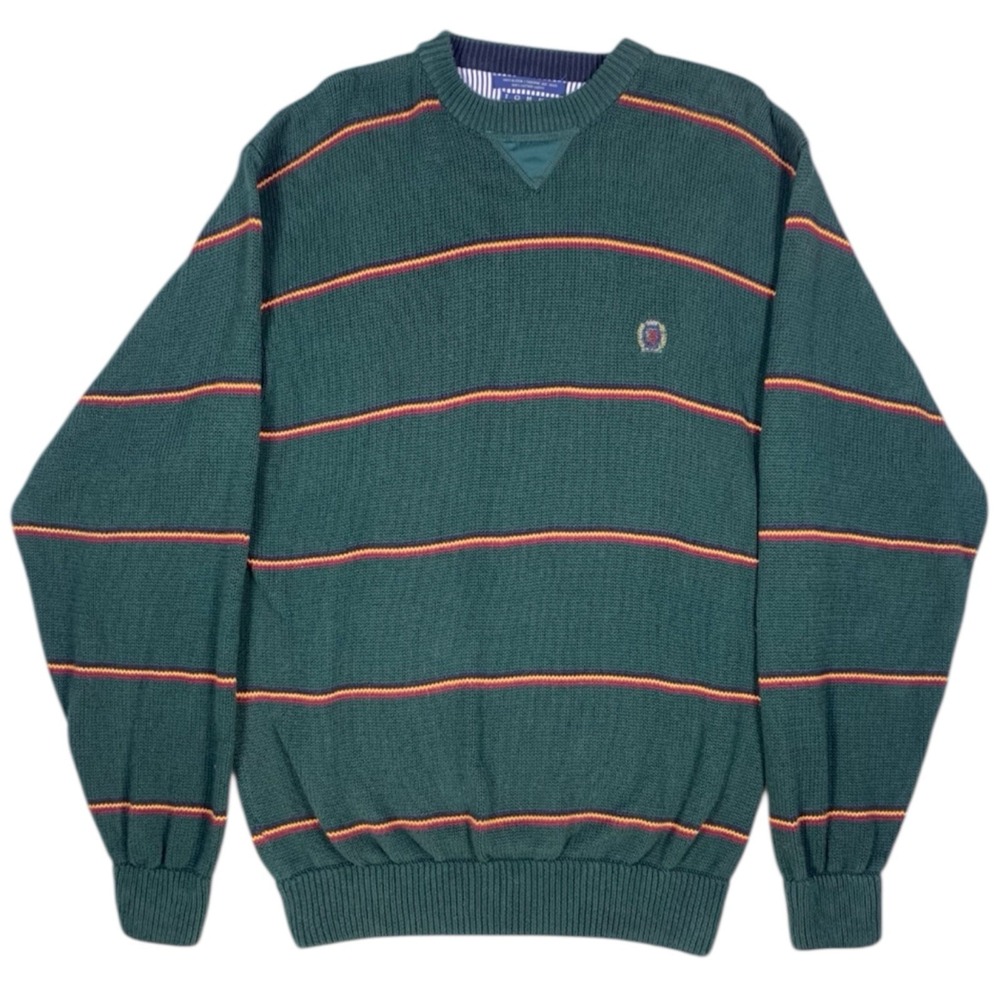 Vintage Tommy Hilfiger Sweater Embroidered Logo Heavy Knit Pullover 90's Men's M
